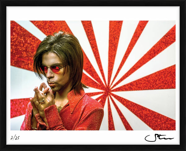 Prince on set of the Greatest Romance Ever Sold video shoot, 1999 — Limited Edition Print, framed - Steve Parke