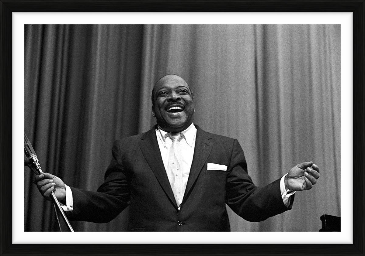 Count Basie smiling on stage by Ted Williams – Limited Edition Print.