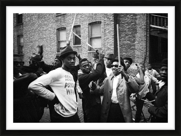 Vice Lords members with batons — Limited Edition Print, framed - Ted Williams