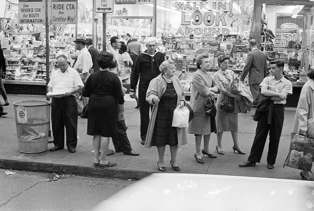 Street life in busy Chicago, 1950s by Ted Williams by Ted Williams – Limited Edition Print.