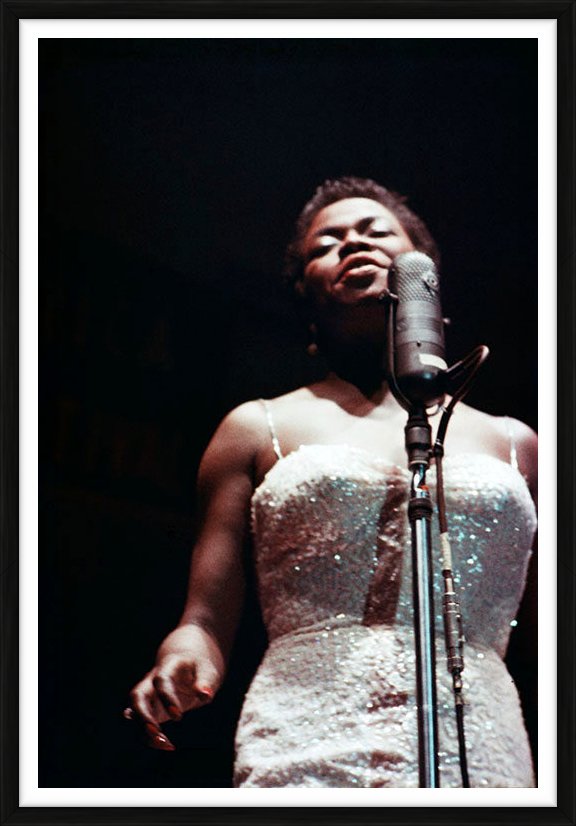 Sarah Vaughan performing at Newport Jazz Festival, 1957 — Limited Edition Print, framed - Ted Williams