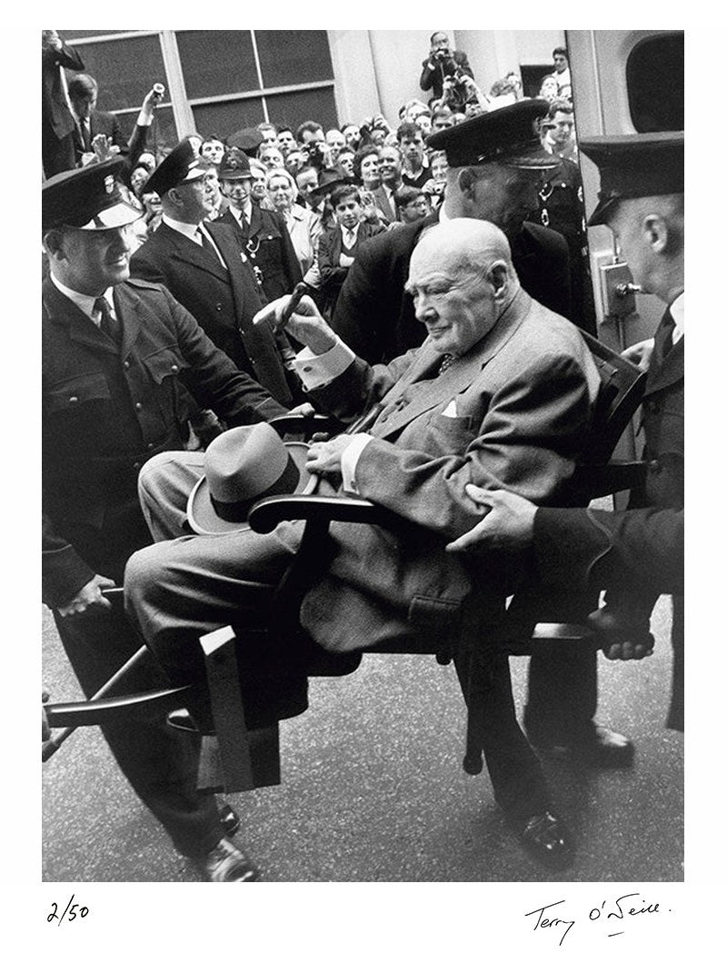 Winston Churchill carried from an ambulance, 1962 by Terry O'Neill – Limited Edition Print.