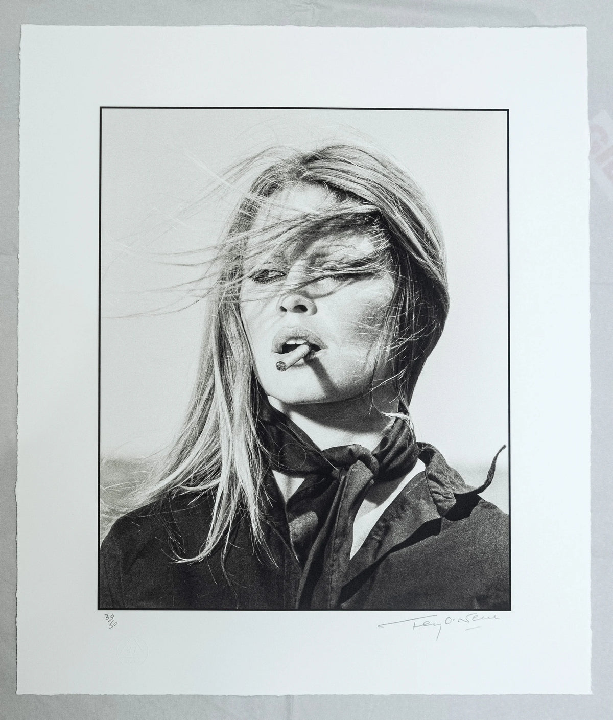 Brigitte Bardot Smoking a Cigar, 1971 - Platinum Print by Terry O'Neill – Limited Edition Print.