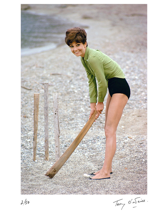 Audrey Hepburn playing cricket, 1966 — Limited Edition Print - Terry O'Neill