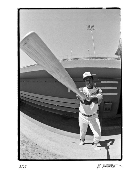 Hank Aaron in the dugout, 1973 — Limited Edition Print - Al Satterwhite
