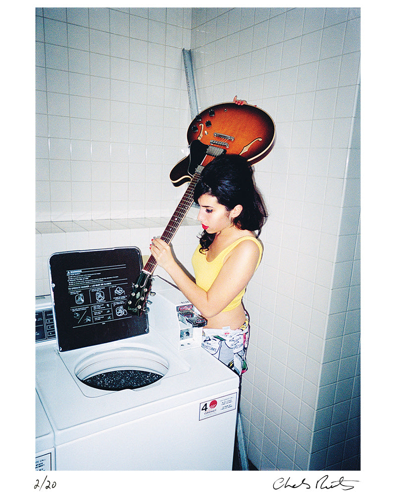 Amy Winehouse washing her guitar, 2003 — Limited Edition Print - Charles Moriarty