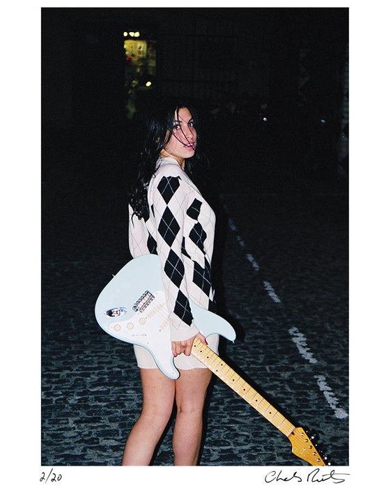 Amy Winehouse holding her Stratocaster, 2003 — Limited Edition Print - Charles Moriarty
