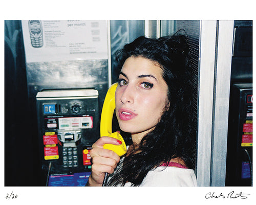 Amy Winehouse in a phonebooth, 2003 — Limited Edition Print - Charles Moriarty