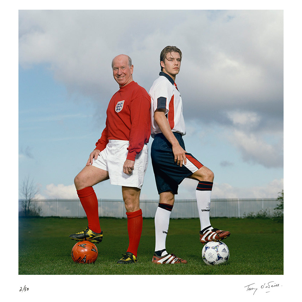 David Beckham and Bobby Charlton, 1990s by Terry O'Neill – Limited Edition Print.