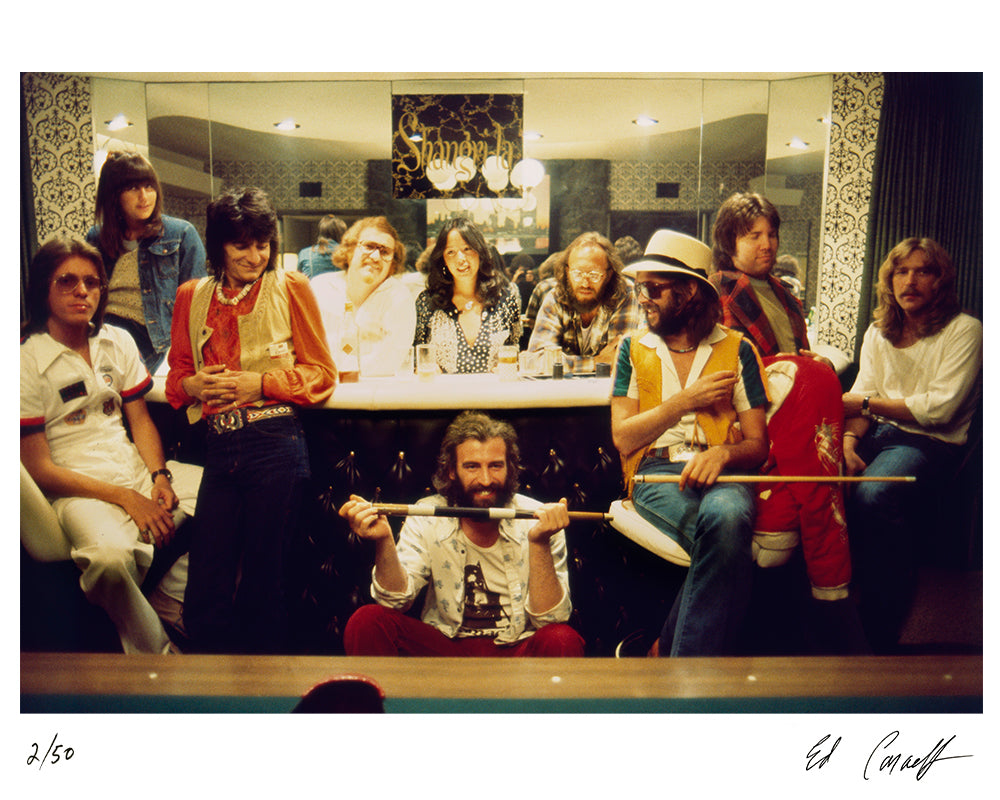 Eric Clapton and musicians at Shangri La Studios, 1975 by Ed Caraeff – Limited Edition Print.