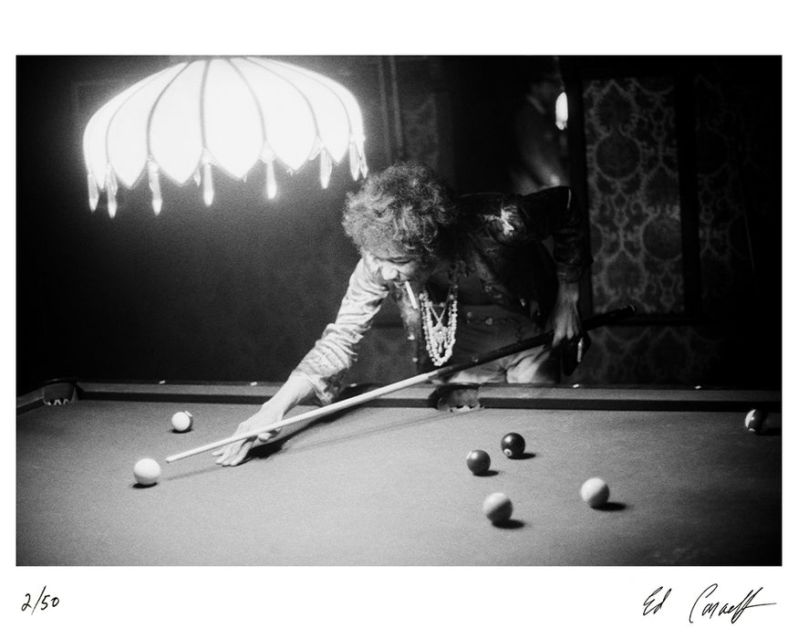 Jimi Hendrix shooting pool, 1967 — Limited Edition Print - Ed Caraeff