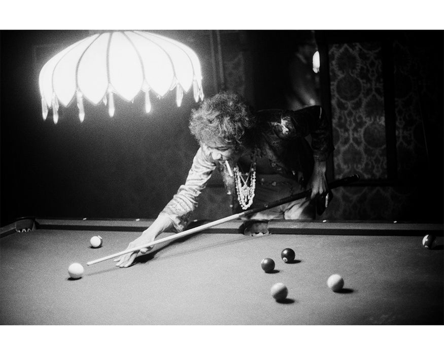 Jimi Hendrix shooting pool, 1967 — Limited Edition Print - Ed Caraeff