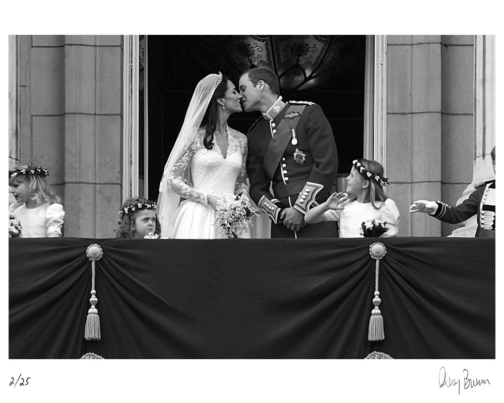 Prince William and Catherine Middleton on their wedding day, 2011 by Greg Brennan – Limited Edition Print.