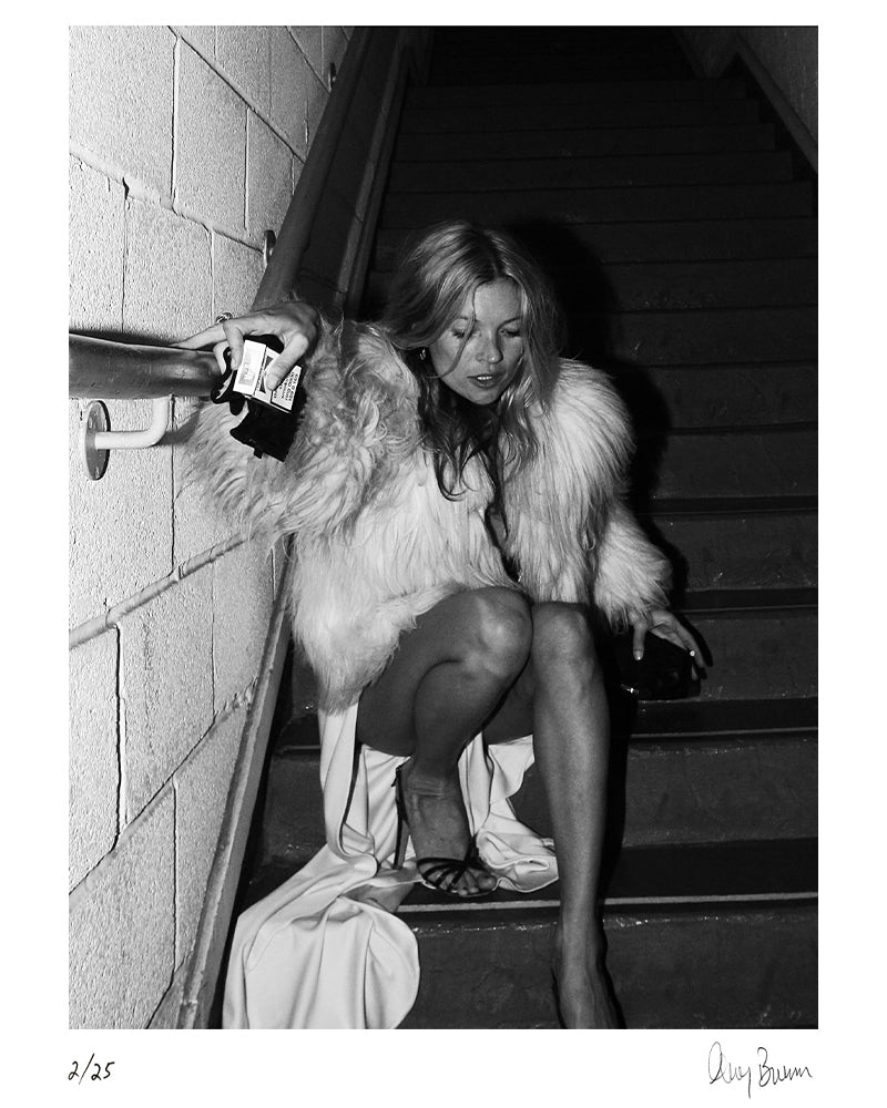 Kate Moss on the Stairs, 2007 by Greg Brennan – Limited Edition Print.
