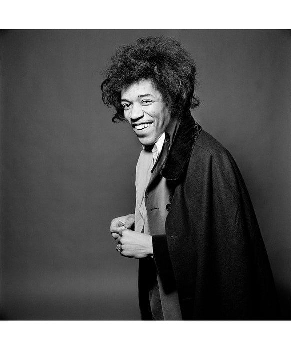 Jimi Hendrix smiling in a cape, 1967 — Limited Edition Print - Gered Mankowitz