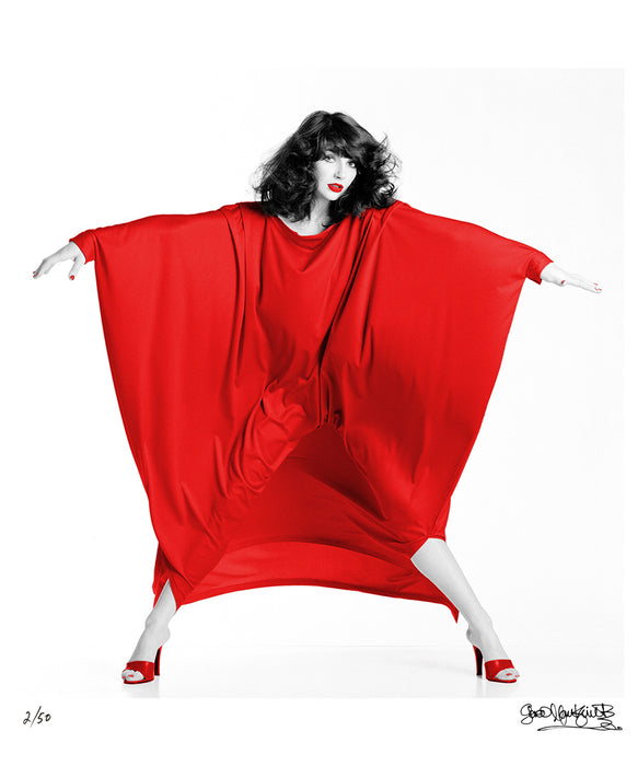 Kate Bush in a red parachute jumpsuit, 1978 — Limited Edition Print - Gered Mankowitz