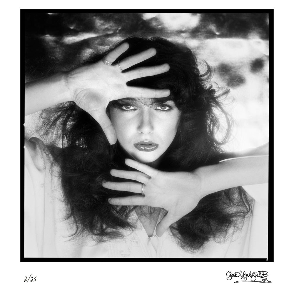 Kate Bush framing her face, 1978 by Gered Mankowitz – Limited Edition Print.
