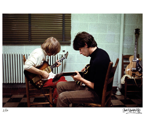 Brian Jones and Keith Richards backstage, 1965 — Limited Edition Print - Gered Mankowitz