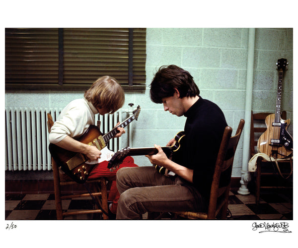 Brian Jones and Keith Richards backstage, 1965 — Limited Edition Print - Gered Mankowitz