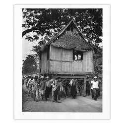 Bahay kubo house relocating, 1953 - Vintage Print by George Rodger – Limited Edition Print.