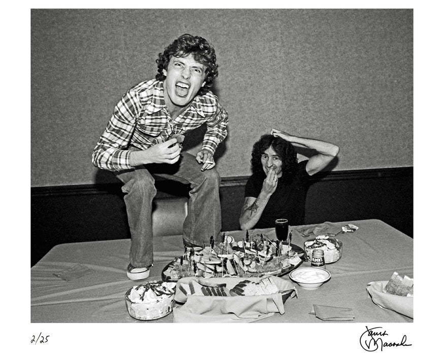 AC/DC at lunch, 1977 — Limited Edition Print - Janet Macoska