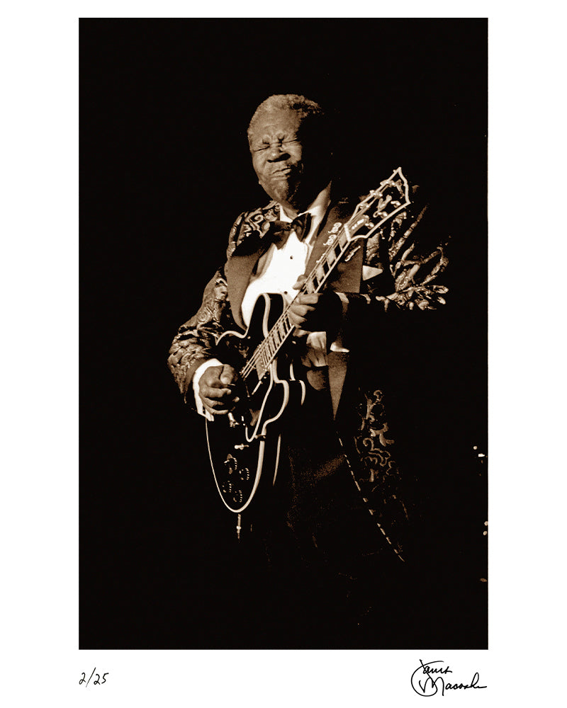 B.B. King performing on stage, 1999 by Janet Macoska – Limited Edition Print.