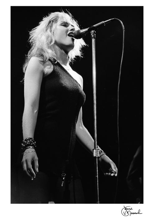 Debbie Harry at the mic, 1978 — Open Edition Print - Janet Macoska
