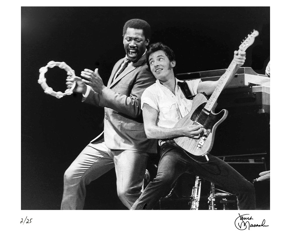 Bruce Springsteen and Clarence Clemons at Richfield Coliseum, 1974 by Janet Macoska – Limited Edition Print.