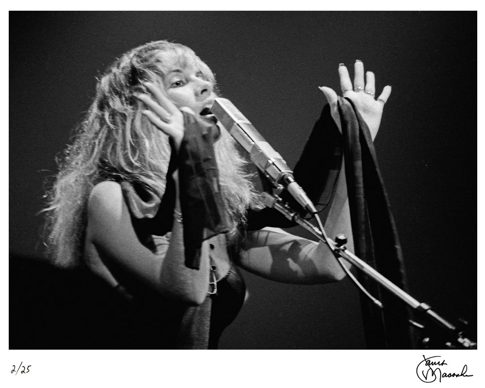 Stevie Nicks performing at Richfield Coliseum, 1977 by Janet Macoska – Limited Edition Print.