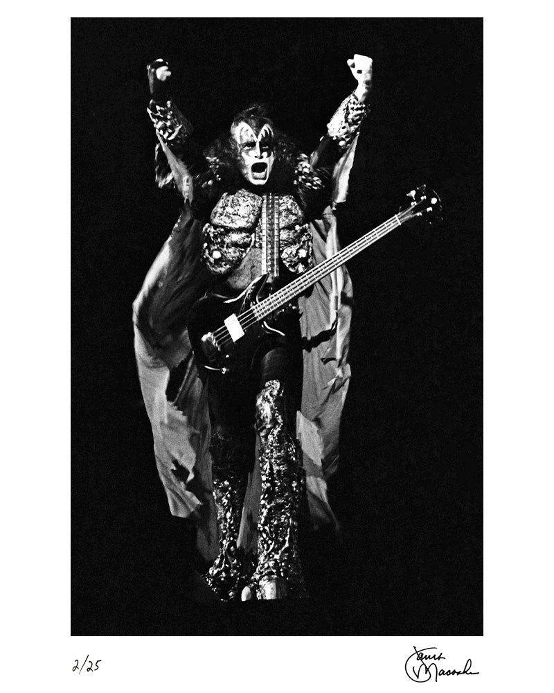 Gene Simmons at Richfield Coliseum, 1979 by Janet Macoska – Limited Edition Print.