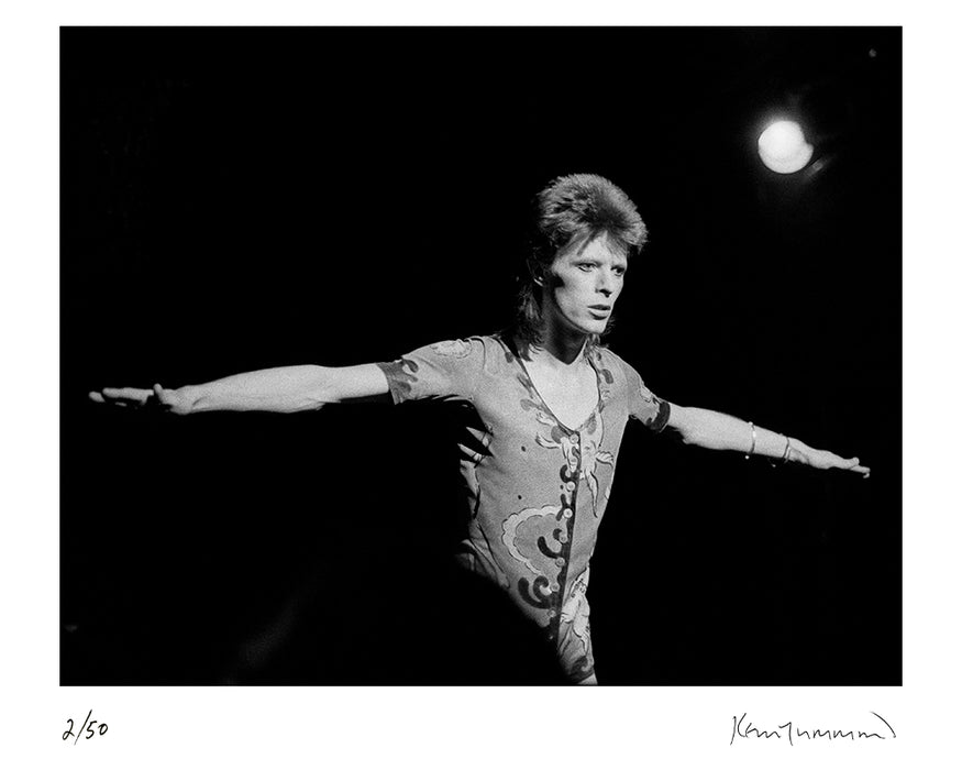 David Bowie performing at Rollarena, 1973 — Limited Edition Print - Kevin Cummins