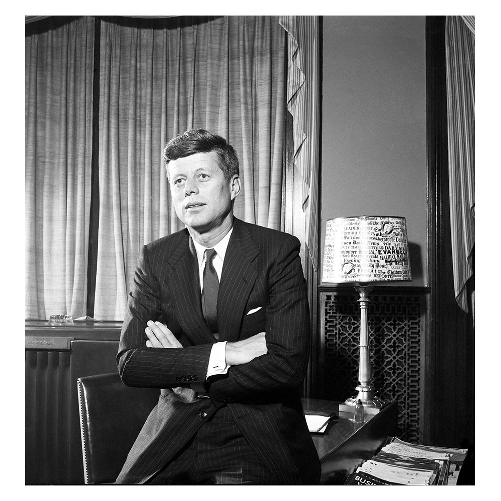 John F. Kennedy on set of Profiles in Courage, 1960s - Limited Edition Print by Lawrence Fried – Limited Edition Print.