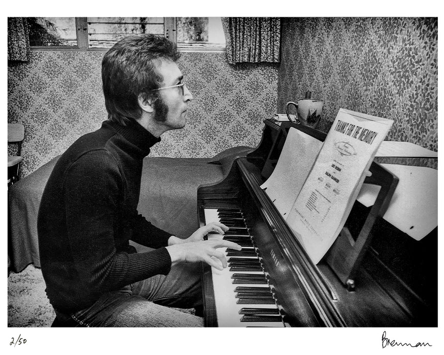 John Lennon playing the piano, 1973 — Limited Edition Print - Michael Brennan