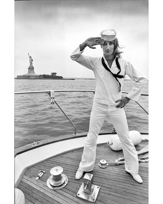 Rod Stewart sailing in New York Harbor, 1975 — Limited Edition Print - Michael Brennan
