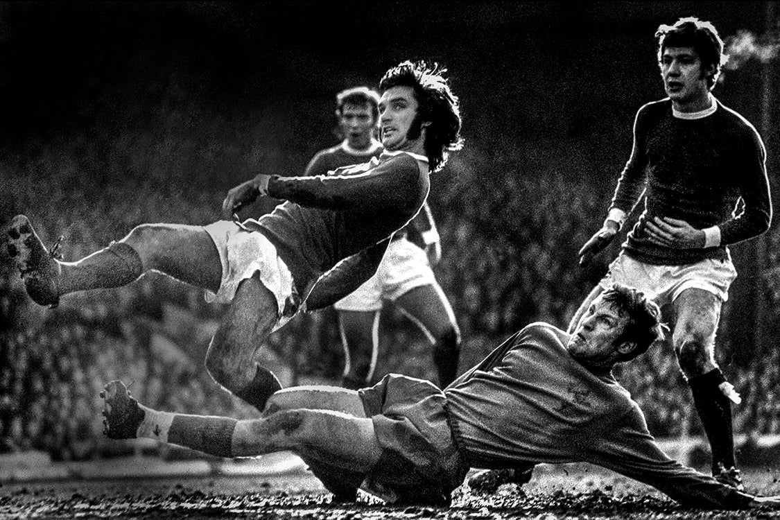 David Payne in this First Division game at Old Trafford stadium in Manchester, 1970 — Limited Edition Print - Michael Brennan