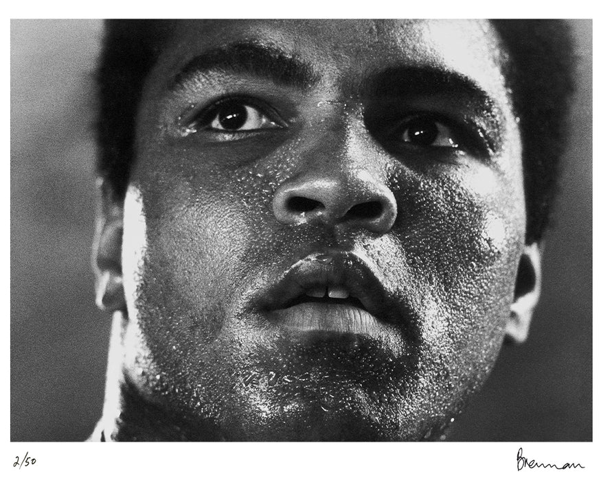 Muhammad Ali training session headshot, 1977 — Limited Edition Print - Michael Brennan