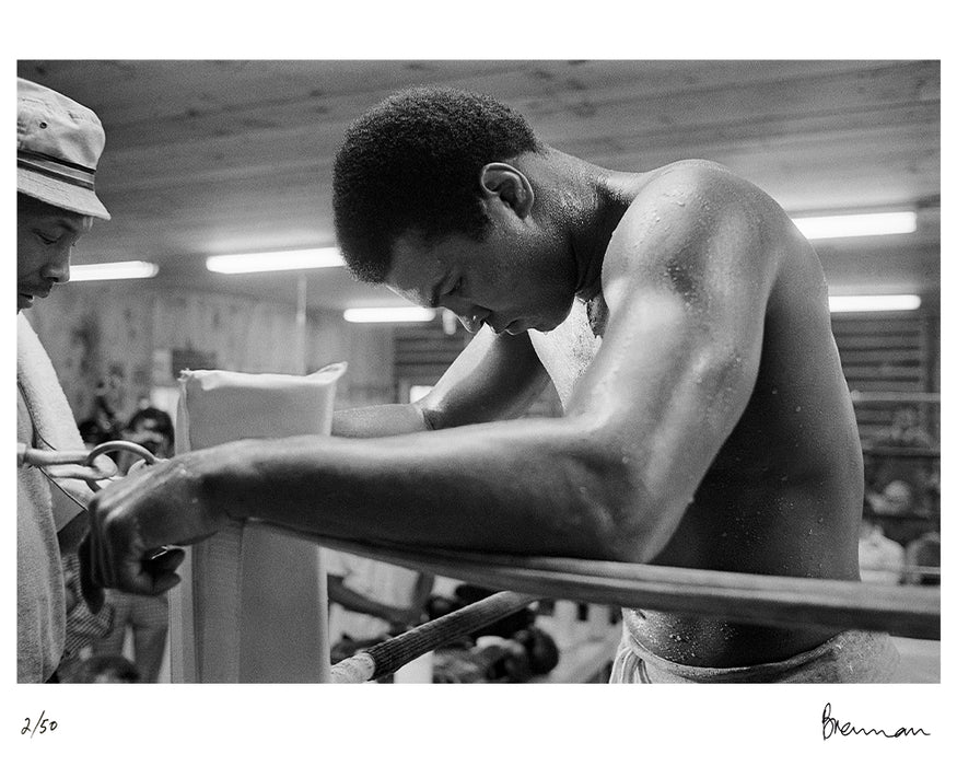 Muhammad Ali in the training camp ring, 1977 — Limited Edition Print - Michael Brennan