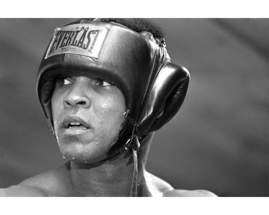 Muhammad Ali in an Everlast sparring helmet, 1977 — Limited Edition Print - Michael Brennan