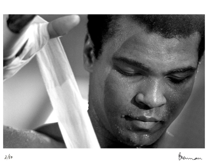 Muhammad Ali wrapping his hand, 1977 — Limited Edition Print - Michael Brennan