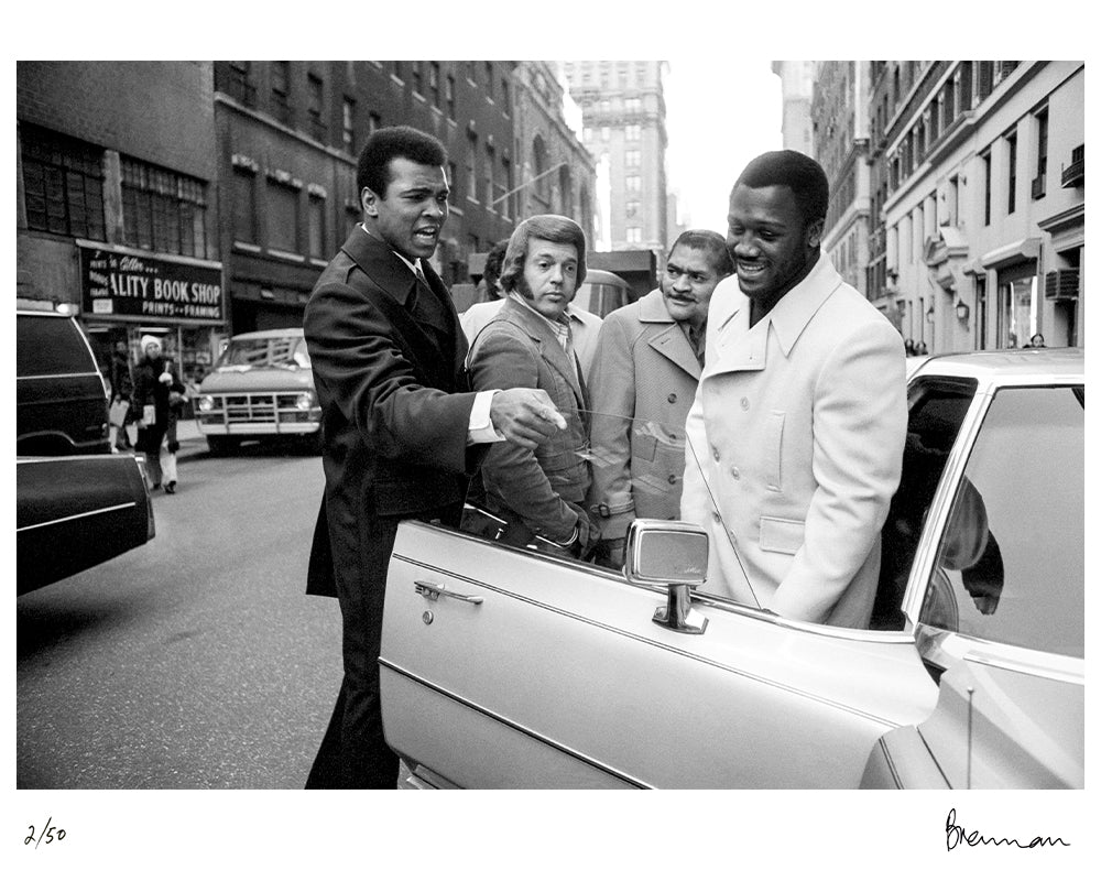 Muhammad Ali confronts Joe Frazier, 1974 by Michael Brennan – Limited Edition Print.