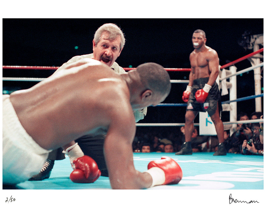 Buster Douglas knocked down by Mike Tyson, 1990 — Limited Edition Print - Michael Brennan
