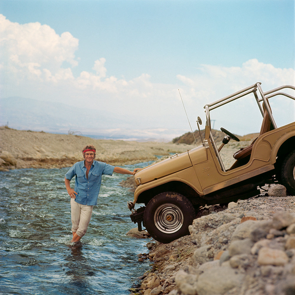 Steve McQueen with his CJ5 Jeep, 1969 — Limited Edition Print - Milton H. Greene