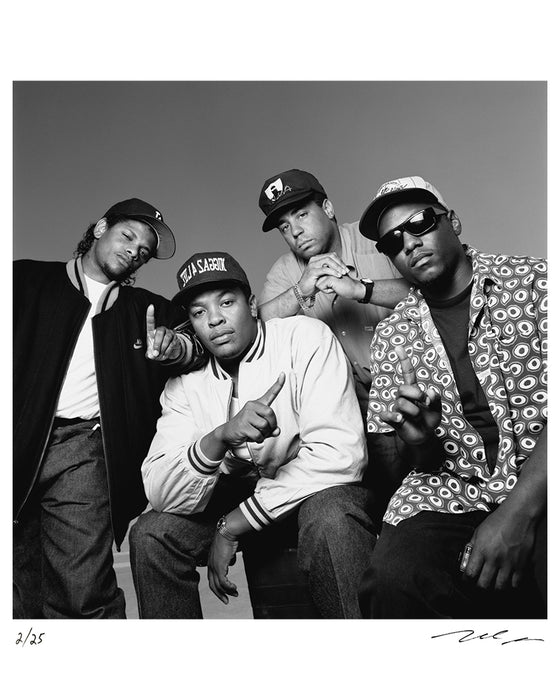N.W.A. outside their office in Los Angeles, 1991 — Limited Edition Print - Michael Grecco