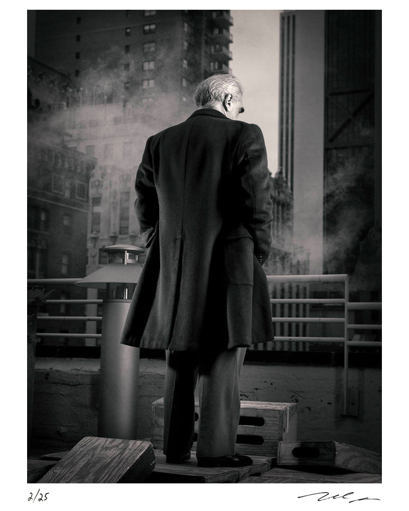 Martin Scorsese poses on the roof, 2006 — Limited Edition Print - Michael Grecco