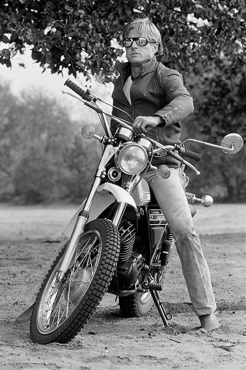 Robert Redford on a motorcycle, 1974 — Limited Edition Print - Terry O'Neill