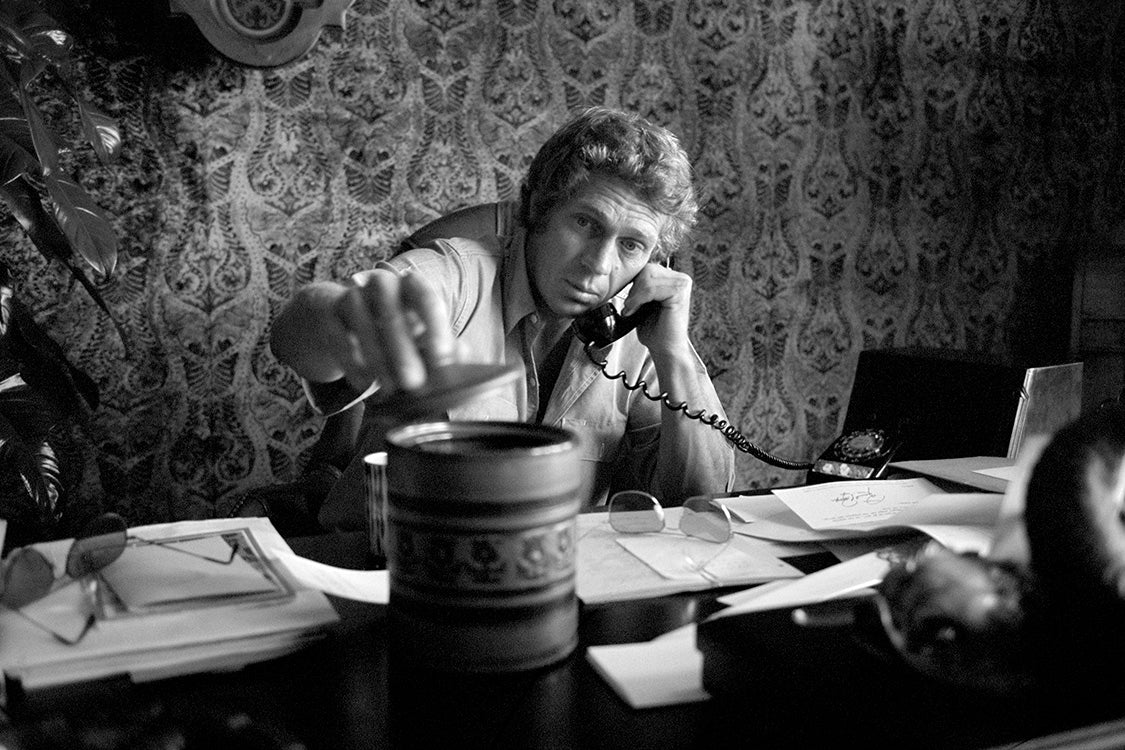 Steve McQueen in his Hollywood office, 1969 — Limited Edition Print - Terry O'Neill