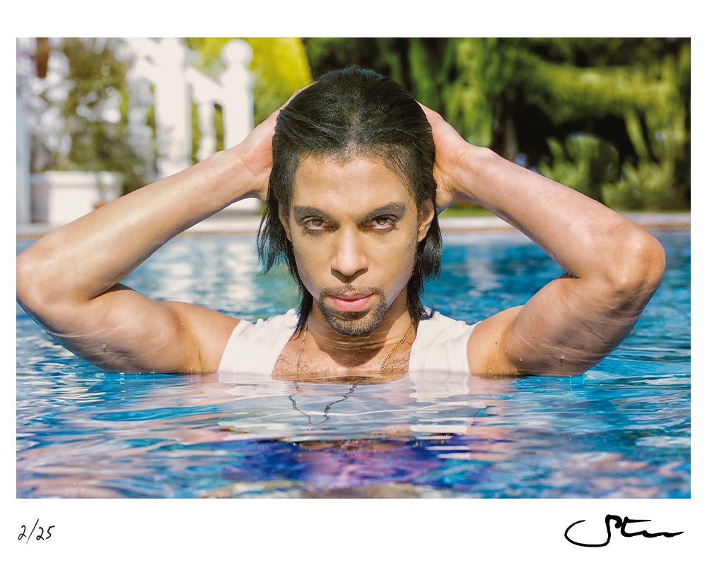 Prince posing in the pool, 1999 by Steve Parke – Limited Edition Print.