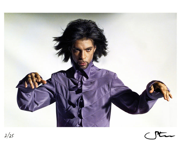 Prince posing in a purple shirt — Limited Edition Print - Steve Parke