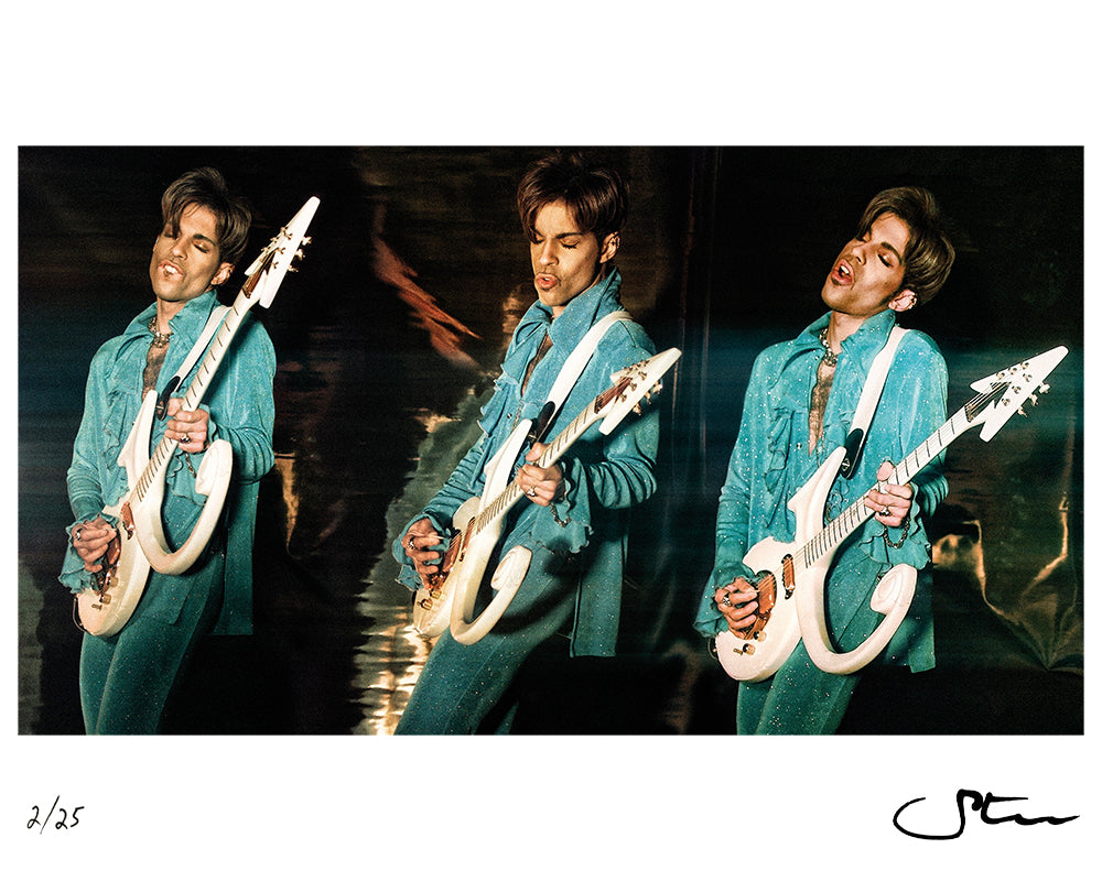 Prince playing his Auerswald symbol guitar, 2000 by Steve Parke – Limited Edition Print.