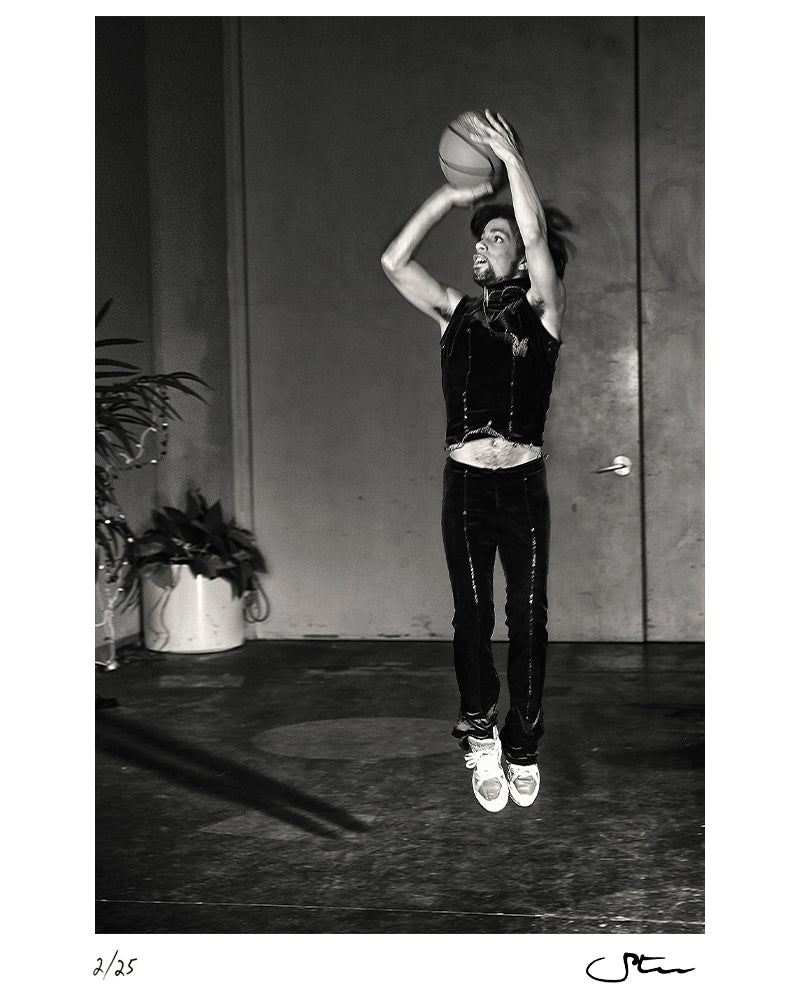 Prince playing basketball, 1999 by Steve Parke – Limited Edition Print.